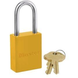 6835LFRED Powder coated aluminum safety padlock, 38mm wide with 38mm tall shackle - Industrial Labelling supplies
