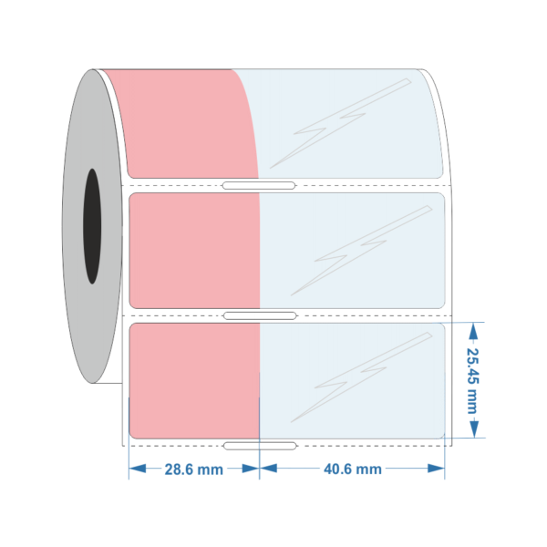 Self Laminating label  28.6mm x 25.4mm +40.5mm - Industrial Labelling supplies