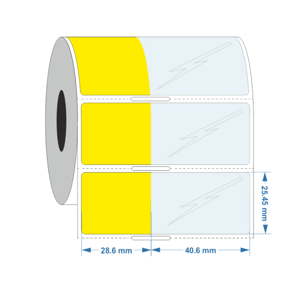 Self Laminating label  28.6mm x 25.4mm +40.5mm - Industrial Labelling supplies