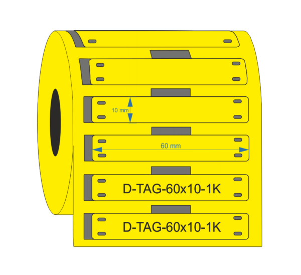 PUR Yellow Cable Tag 60mm x 10mm - Industrial Labelling supplies