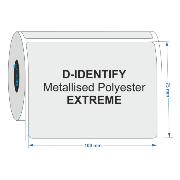 Metallised Polyester label 100mm x 75mm - Industrial Labelling supplies