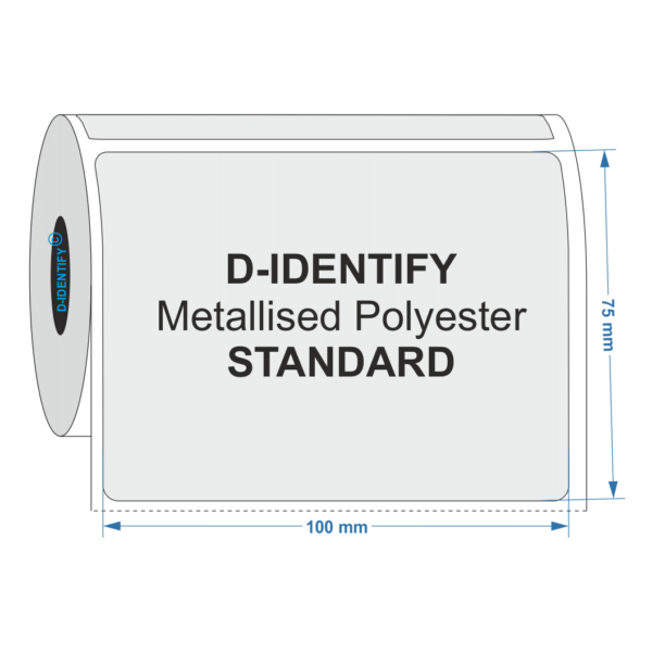 Metallised Polyester label 100mm x 75mm - Industrial Labelling supplies