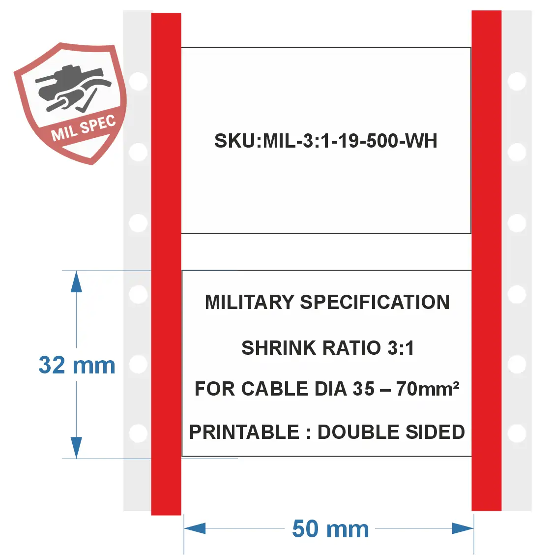 heat-shrink tubing - Military grade - 19 white