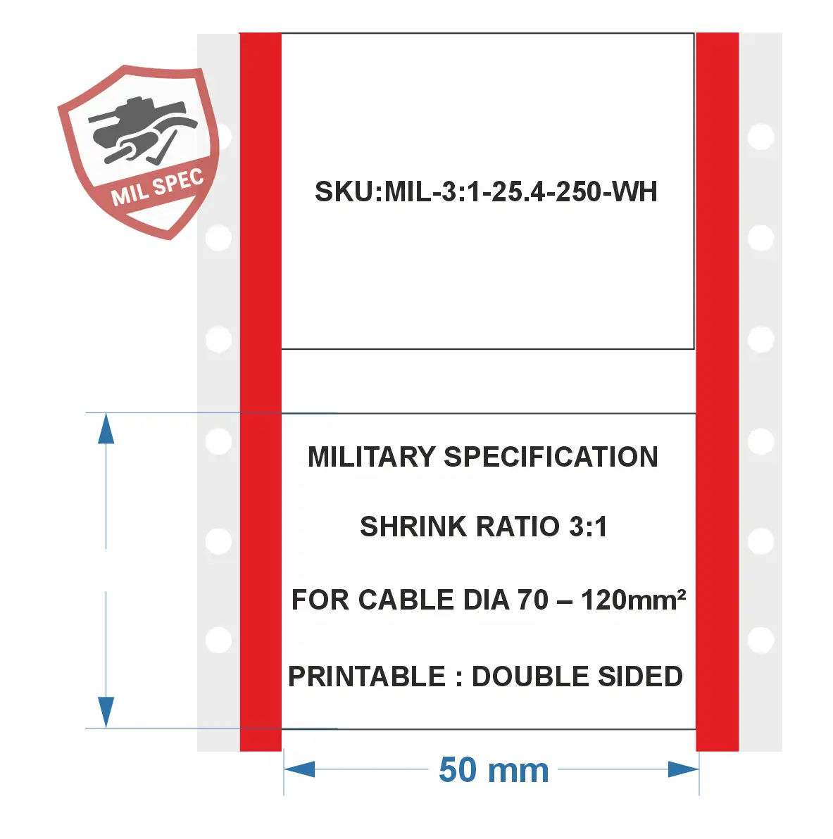 heat-shrink tubing - Military grade - 25.4 white