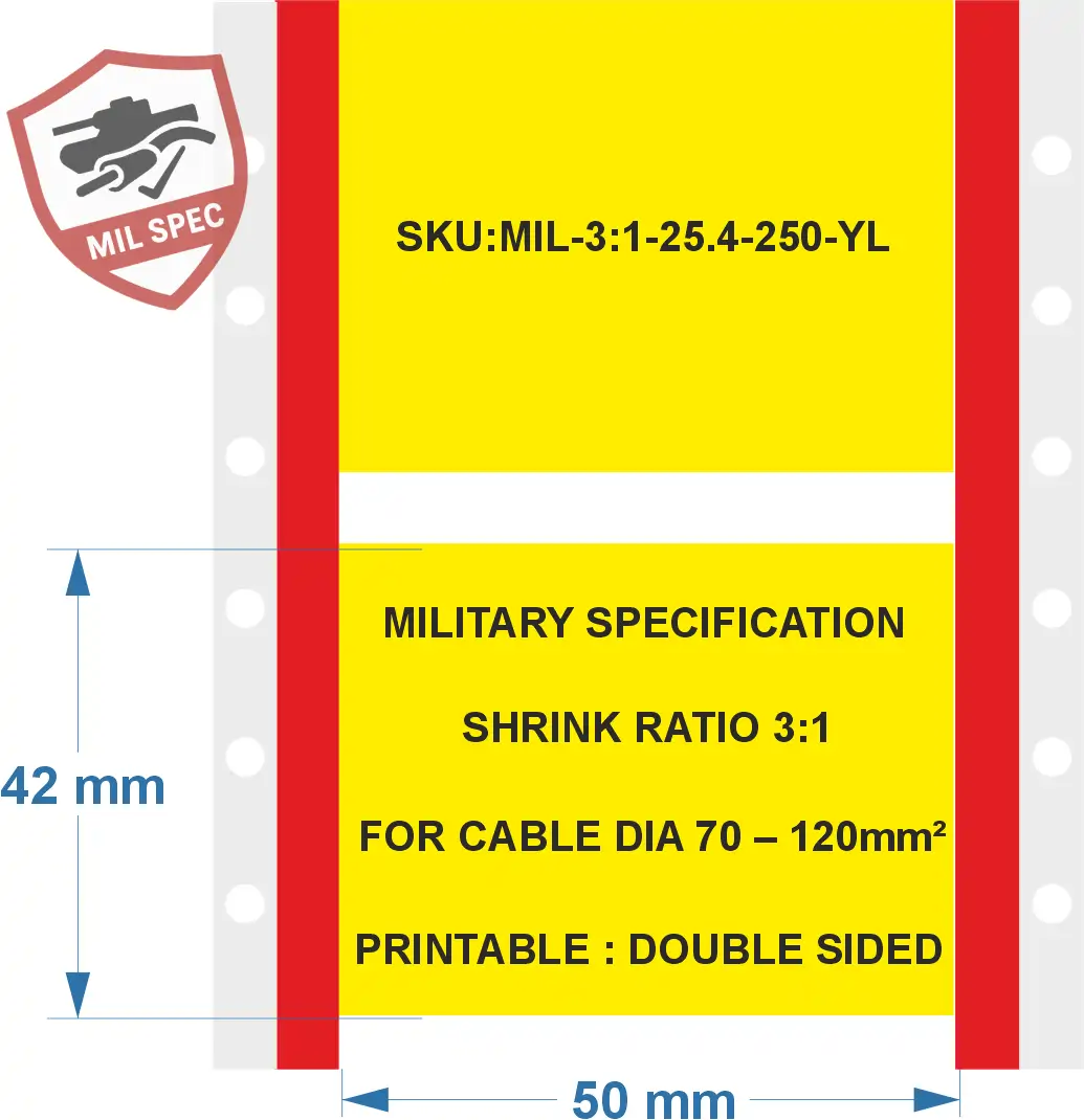 Krimpkous van militaire kwaliteit voor kabels van 70 - 120 mm², geel