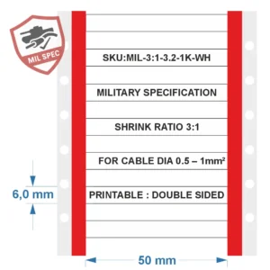 gaines thermorétractables, blanches, type échelle, pour câbles de 1 à 4 mm