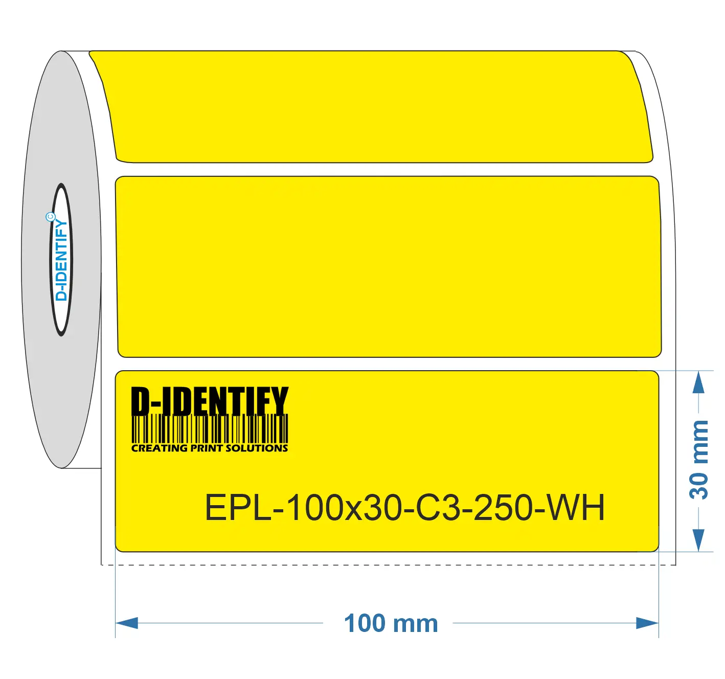 Engraving plate label 100mm x 30mm - Yellow