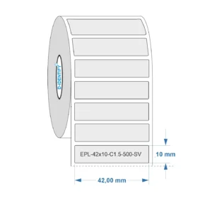 Graveerplaat Resopal label 42 x 10 mm zilver R&M<br>