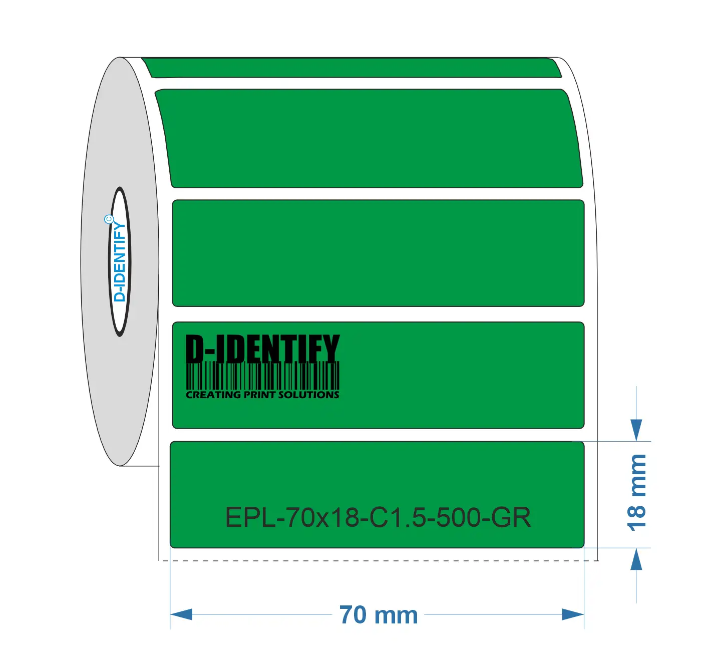 Gravurschild-Etikett 70 × 18 mm – Grün