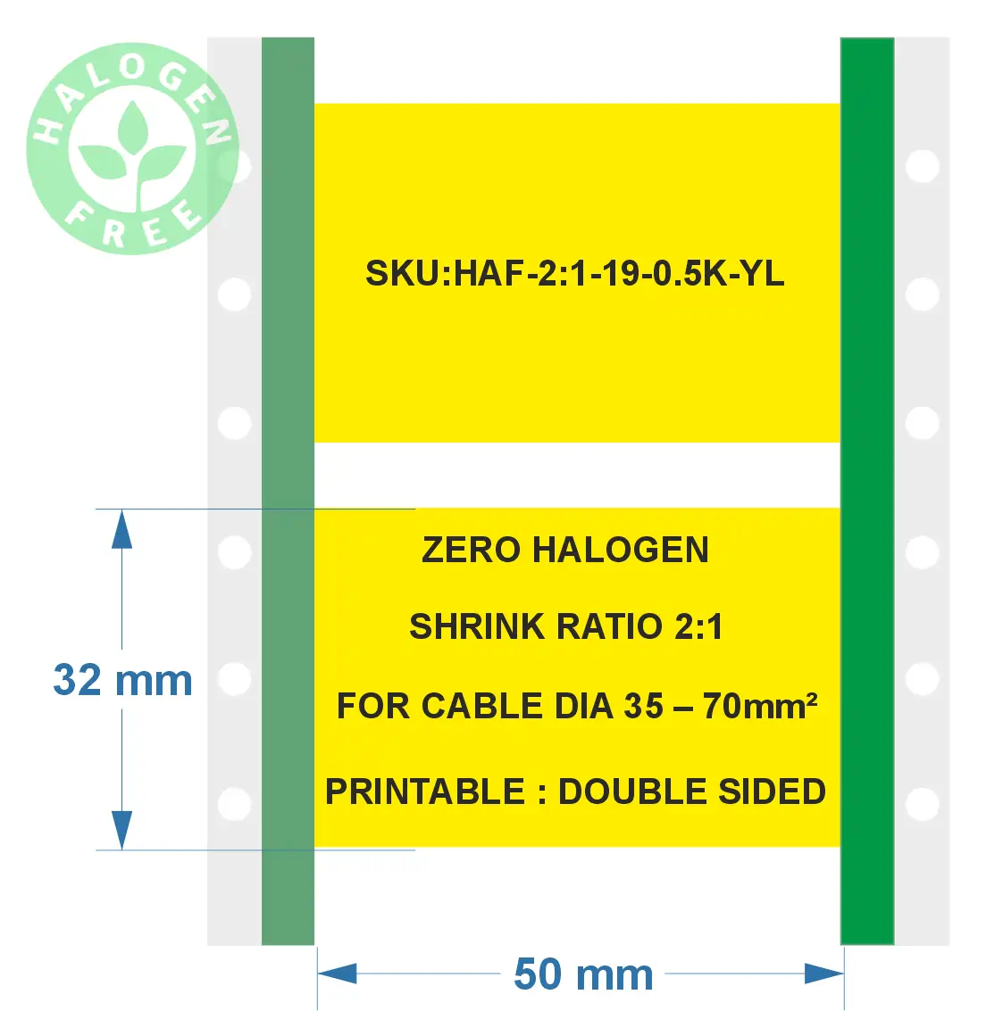 Zero halogen heat shrink sleeves -19 Yellow