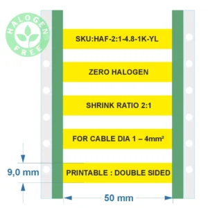 Zero halogen heat shrink sleeves - 4.8 Yellow