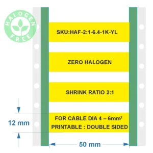 Zero halogen heat shrink sleeves - 6.4 Yellow